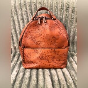 PATRICIA NASH WORLD MAP LEATHER BACKPACK TAN